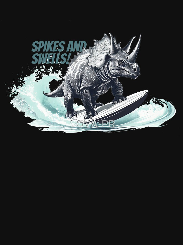 Dinosaur Surfing Funny T-shirt by SOVA-PR