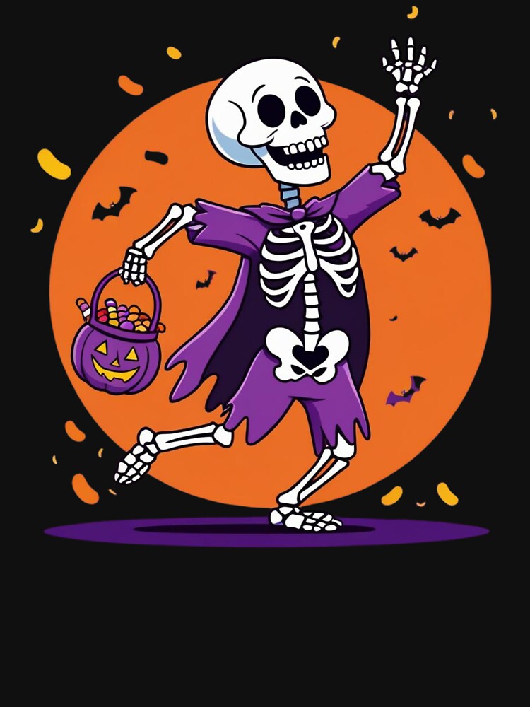 Dancing Skeleton Halloween Trick or Treat – Funny Spooky Cute Skeleton Shirt by UmazDesigns