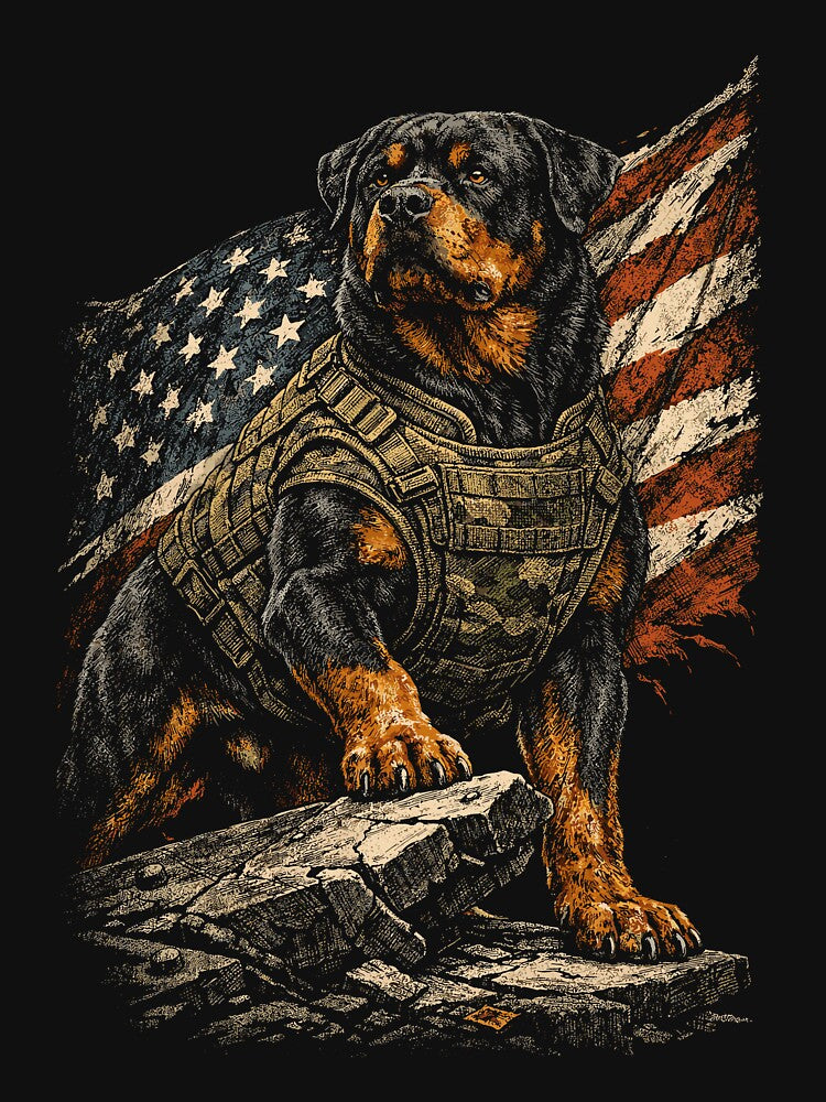 Rottweiler US Flag by DreamsellR