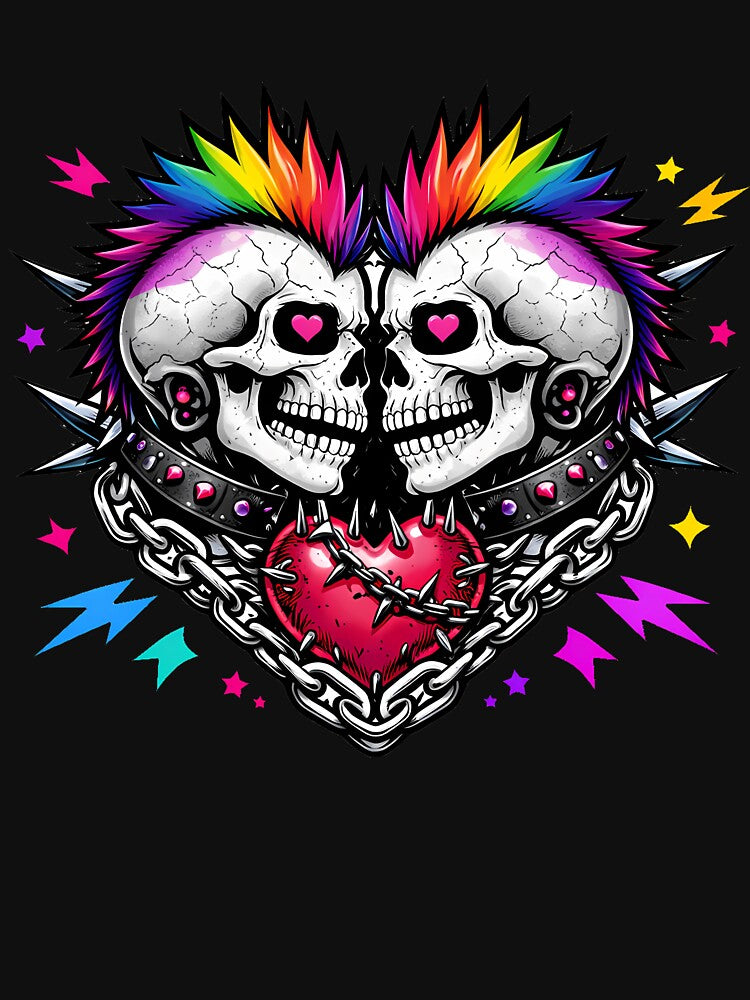 Queer Punk Skull Rainbow Mohawk by Cat-butt-shirts