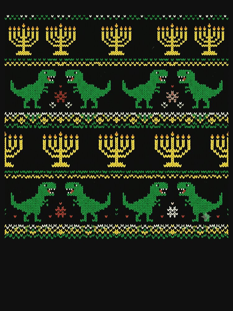 green dinosaur hanukkah ugly sweater Classic T-Shirt by Design-phuket