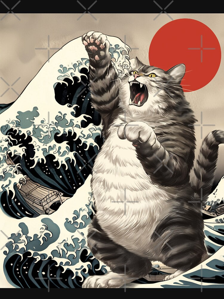 Japanese Catzilla Cat by Dimokaya Clothing Co.