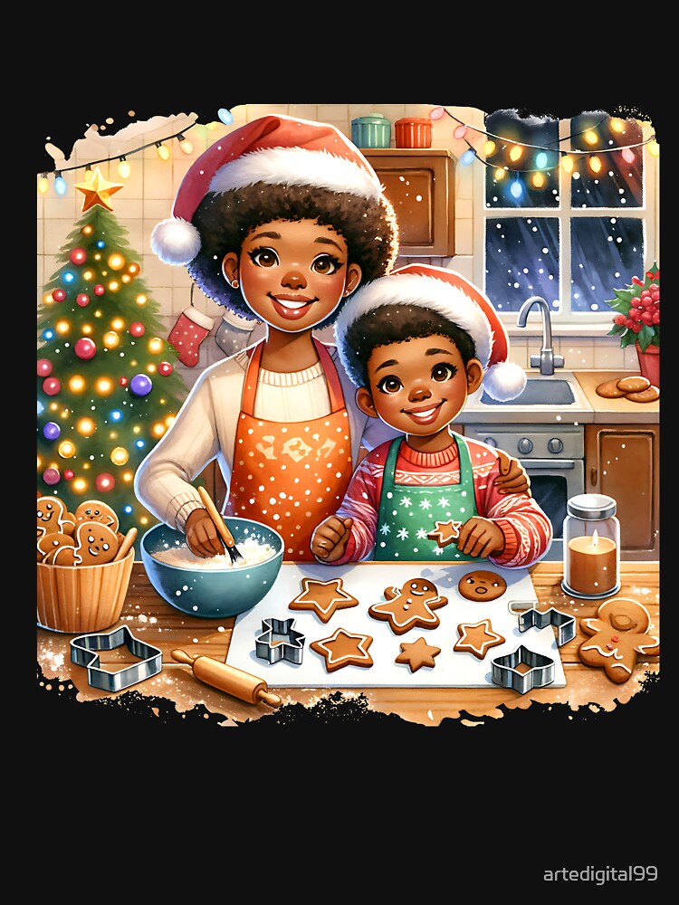 African American Holiday Watercolor – Christmas Graphic Design by artedigital99