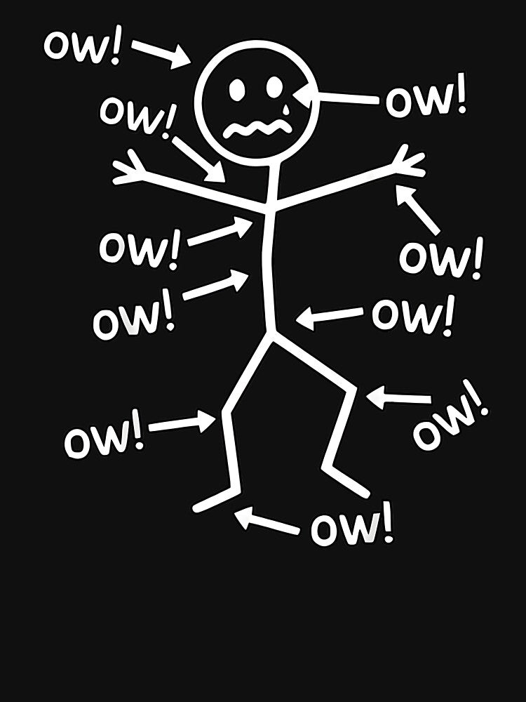Ow Ow Ow Funny Chronic Pain Awareness Stick Figure Relatable Humor Gift by FerminVigo