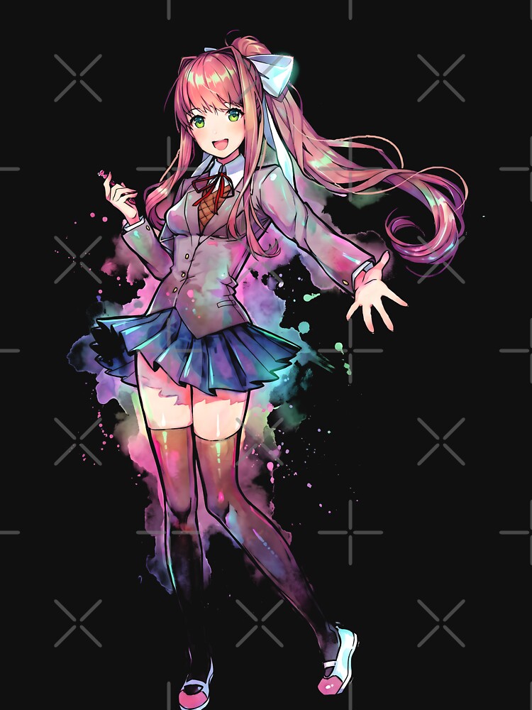 Monika Doki Doki Literature Club Ink Video Game Streetwear Tee by Senpaiwaves