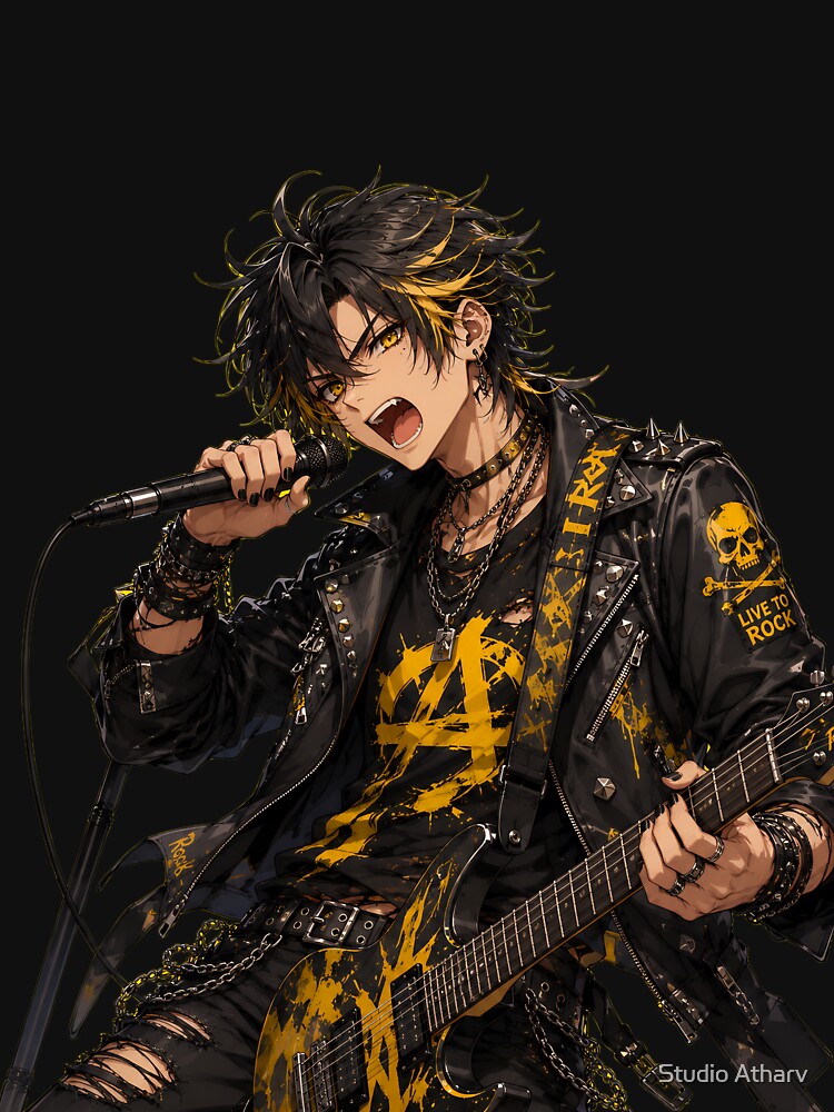 Anime Rockstar Boy Punk Concert Streetwear Graphic Design by Studio Atharv