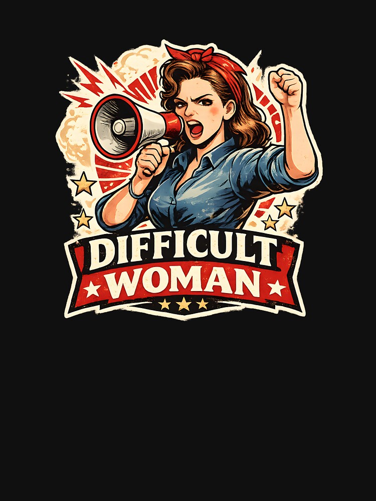 Difficult Woman Retro Protest Poster – Bold Feminist Democracy Design by OlizaPrint