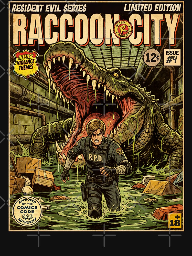 Resident Evil 2 Leon Vintage Comic Cover Art by Back2Collage