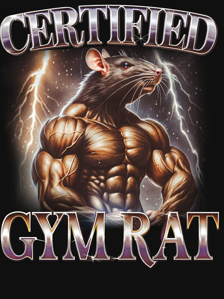 Certified Gym Rat Funny Vintage 90s Style T-Shirt, Unisex Retro Gym Graphic Tee, 90s Rat Shirt, Gym Lovers Gift, Funny Gym Meme by Rosqzz