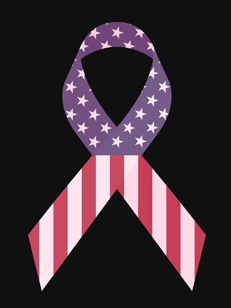 American Flag USA Ribbon T-Shirt | Breast Cancer Awareness by AllStarMerch