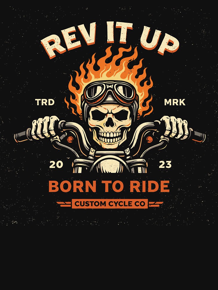 Motorcycle Skull Rev It Up T-Shirt by Matinez Pink