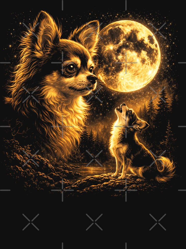 Chihuahua Howling to The Moon Vintage 90s Retro Chihuahua Graphic by will freed18