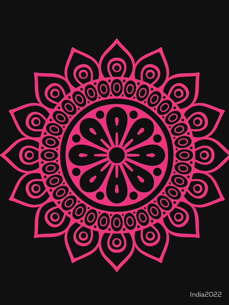 Bright Pink Abstract Geometric Flower by India2022