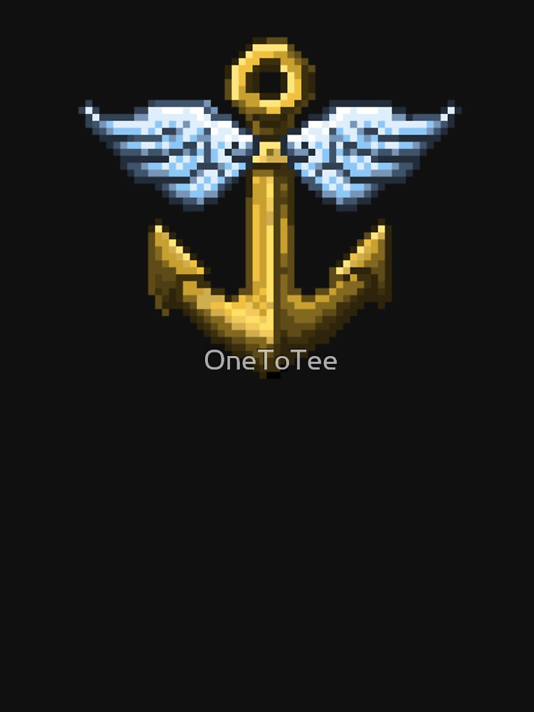 Retro Pixel Art Winged Anchor by OneToTee