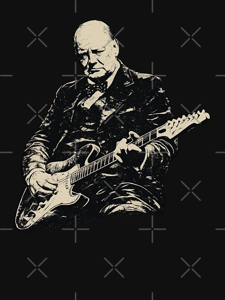 Winston Churchill Playing Electric Guitar Rocker Humor by first-shirt ⭐ ⭐ ⭐ ⭐ ⭐
