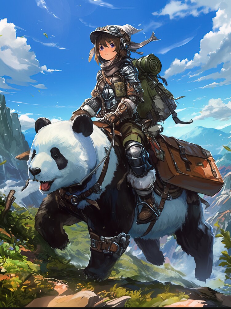 Anime boy traveling on panda by TheArtistOf2022