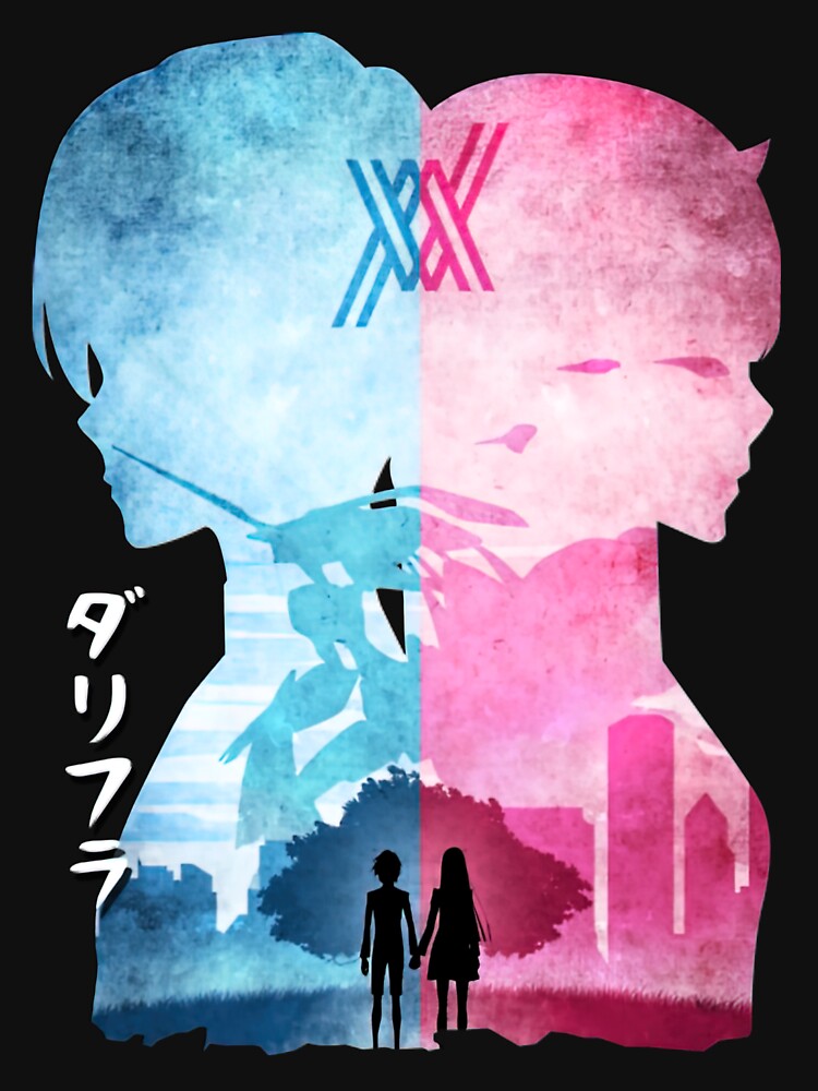 Darling In The Franxx Minimalist Silhouette Hiro & Zero Two by CaliforniaStore