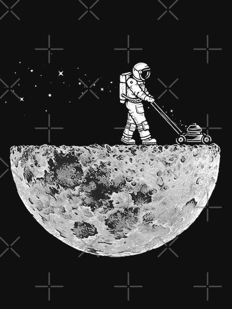 Astronaut Mowing the moon design by samtom84