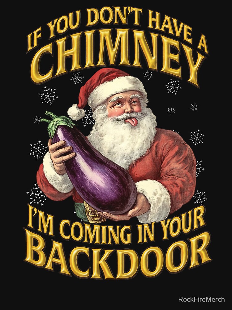 Inappropriate Adult Humor Christmas Santa Eggplant by RockFireMerch