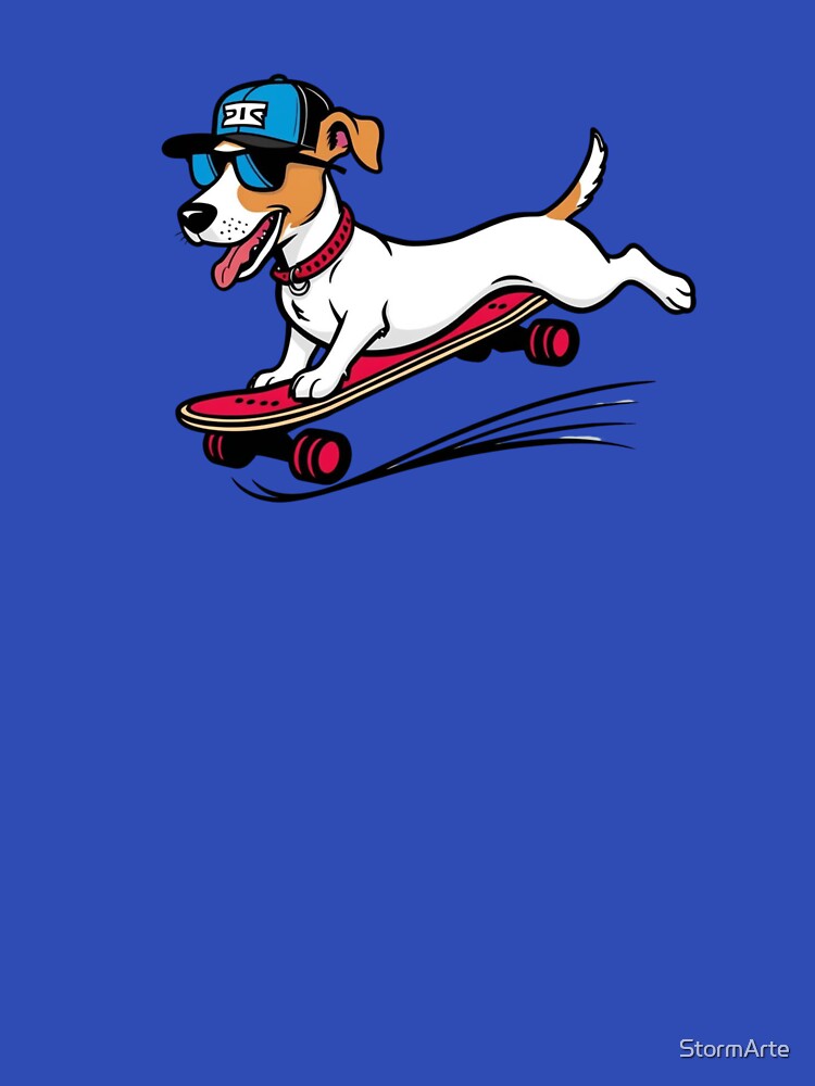 Jack Russell Terrier on a Skateboard by StormArte