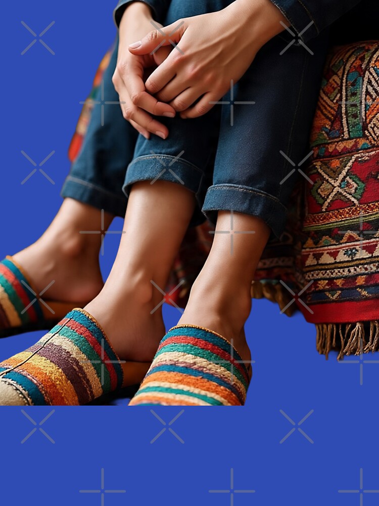 Boho Colorful Slippers Ethnic Textile Art by Hafcishop