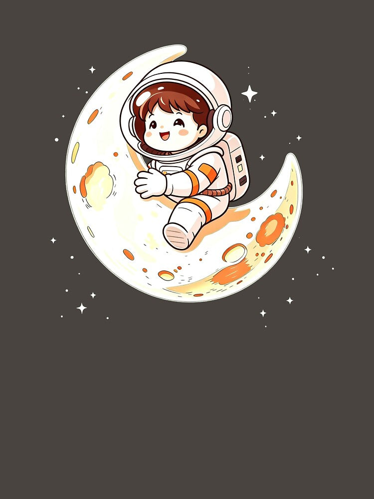 Kawaii Baby Astronaut Hugging Half Moon by TeyArtWork