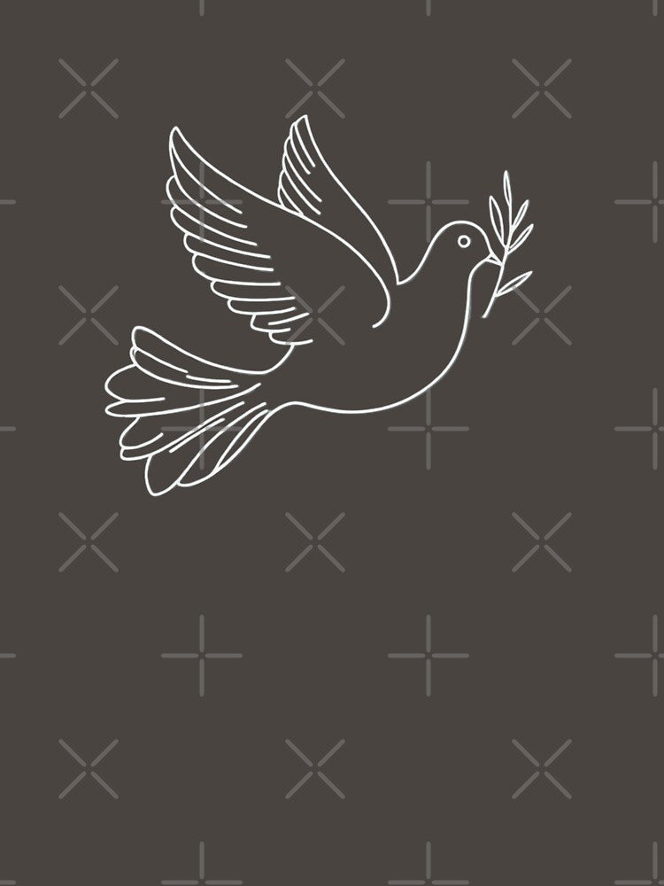 Minimalist White Dove Outline with Olive Branch Peaceful Holiday Design by gk-creations
