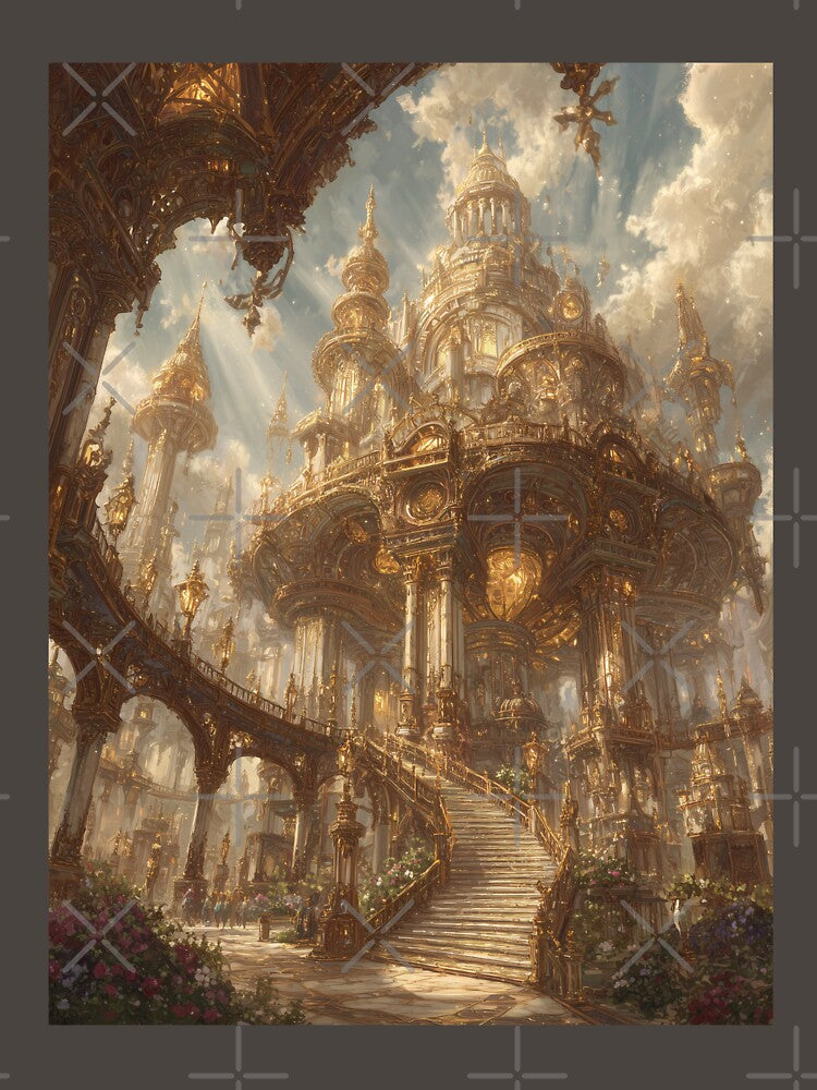 Celestial Golden Citadel | Steampunk Fantasy City by Moonvale Studio