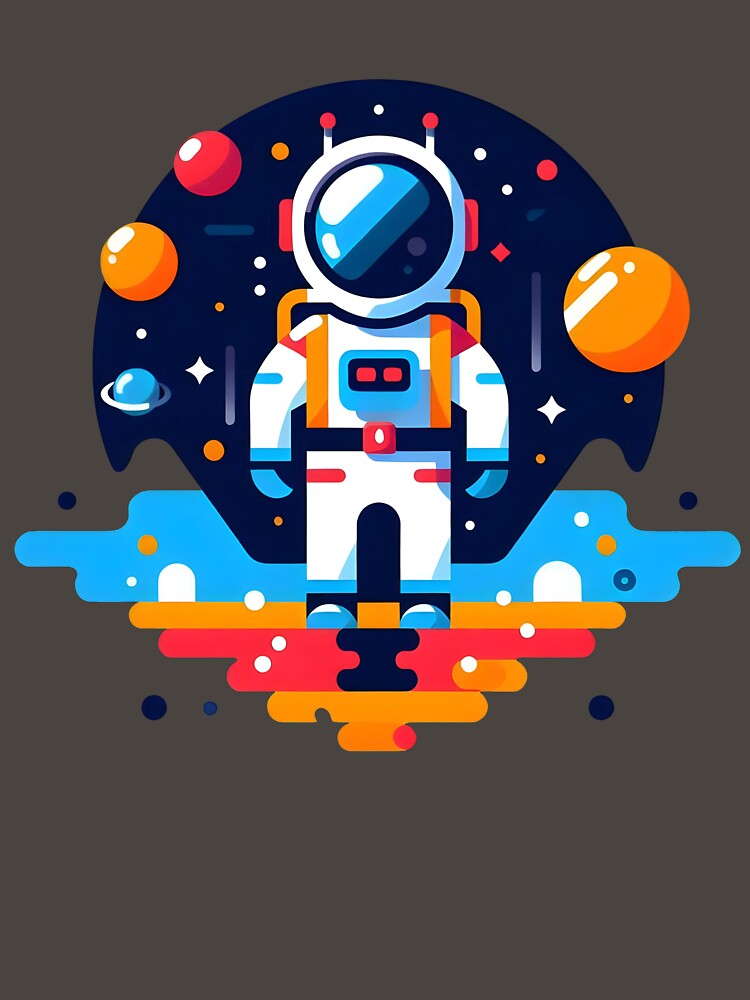 Cute Astronaut in Space – Colorful Galaxy Illustration by PalmixArt