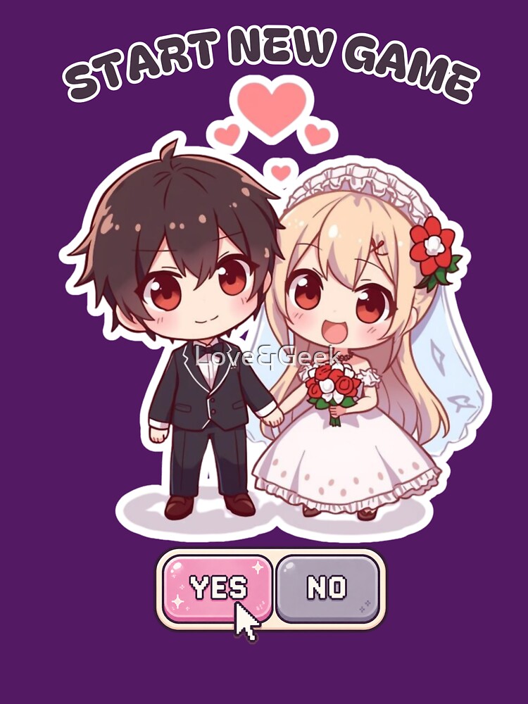 Start New Game | Wedding design kawaii couple gamer by Love&Geek