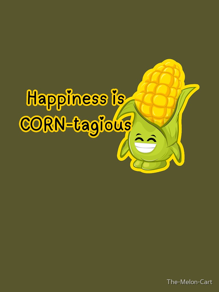 Happiness is CORN-tagious Cute Corn Pun Art by The-Melon-Cart