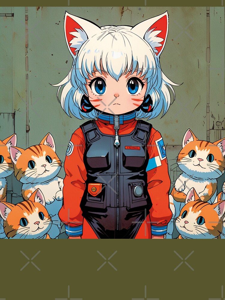 Kawaii girl with fat and tender kittens by MerlinWear