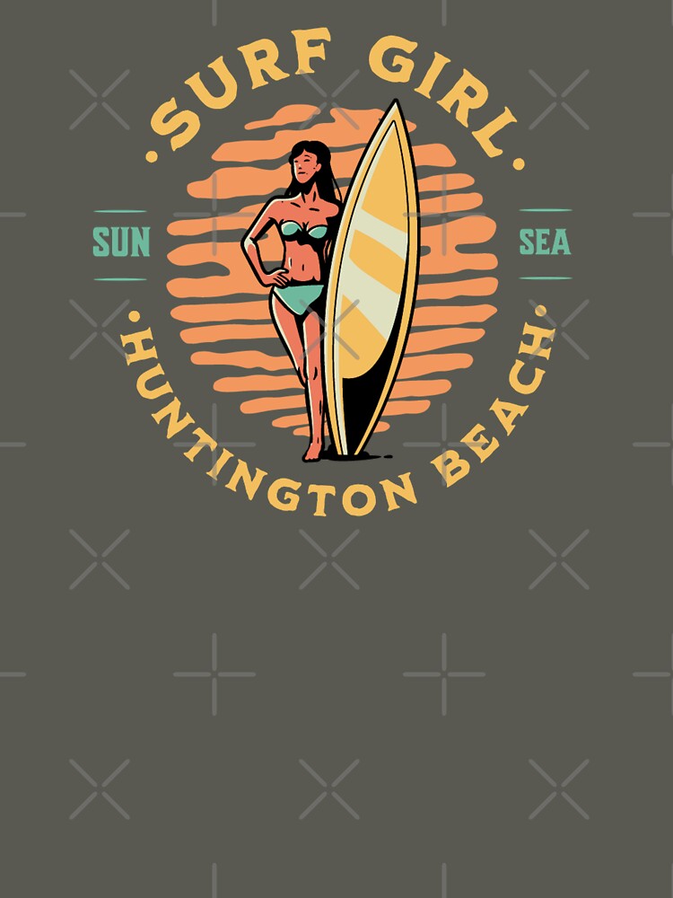 Surfer Girl Surfing Huntington Beach California by CattlettArt