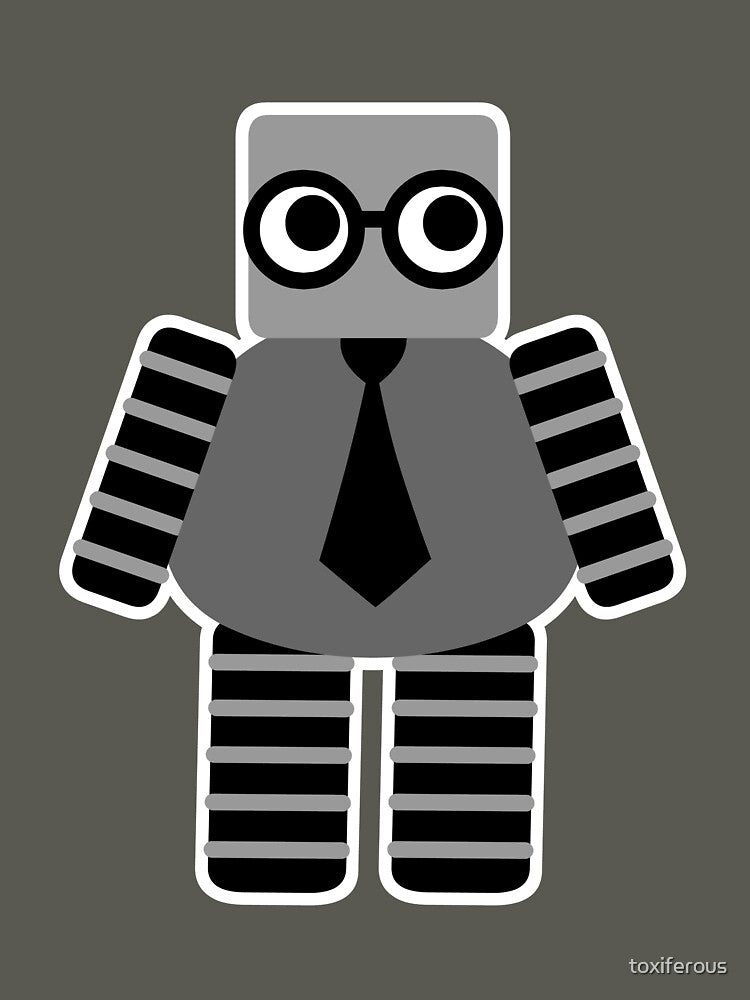 Cute Grey Geeky Robot by toxiferous