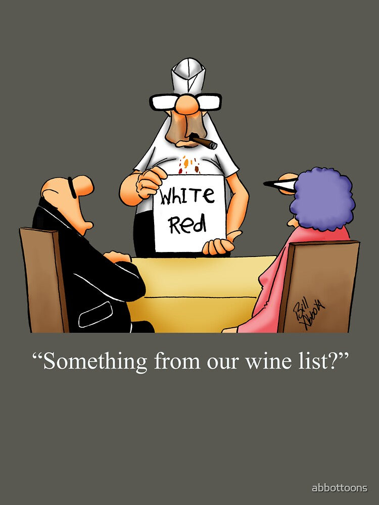 Funny Spectickles Fancy Wine List Humor by abbottoons