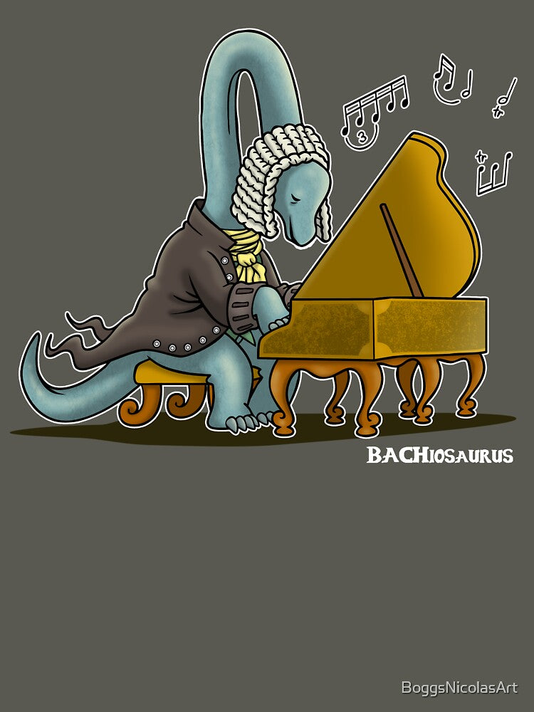 Bachiosaurus Cute Musician Dinosaur Brachiosaurus Cartoon by BoggsNicolasArt