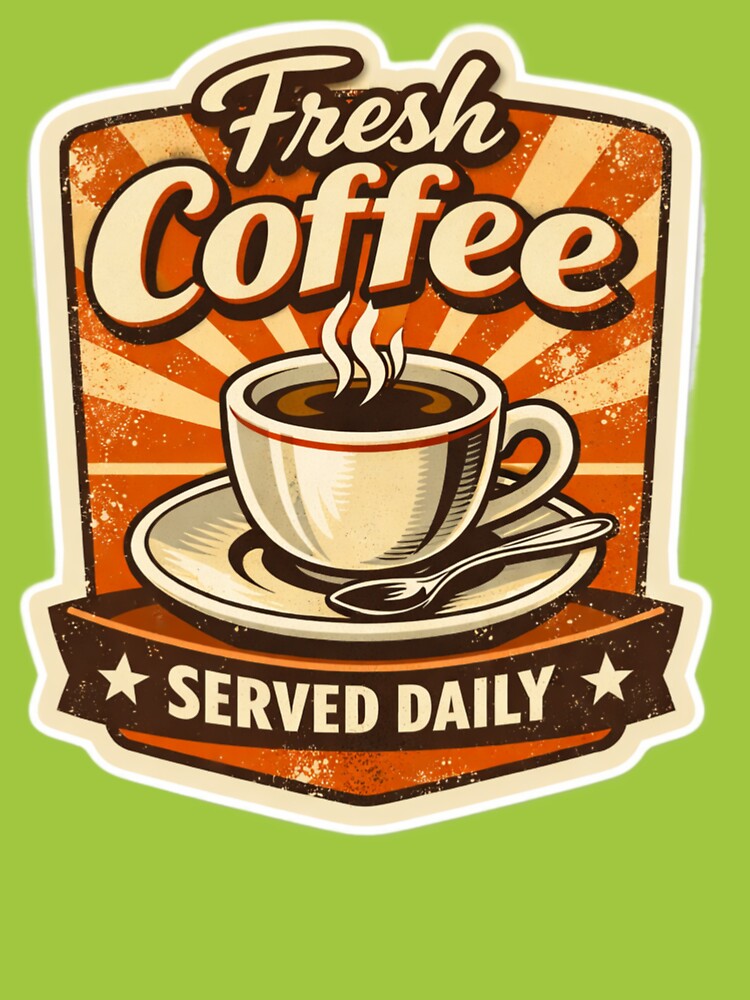 Fresh Coffee Served Daily - Vintage Coffee Morning Mug Design by FluffiPopo