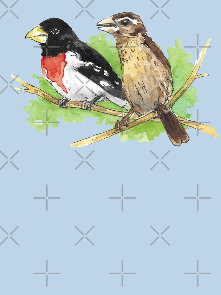 Watercolor Rose-Breasted Grosbeak Birds by BlackGoatPrints