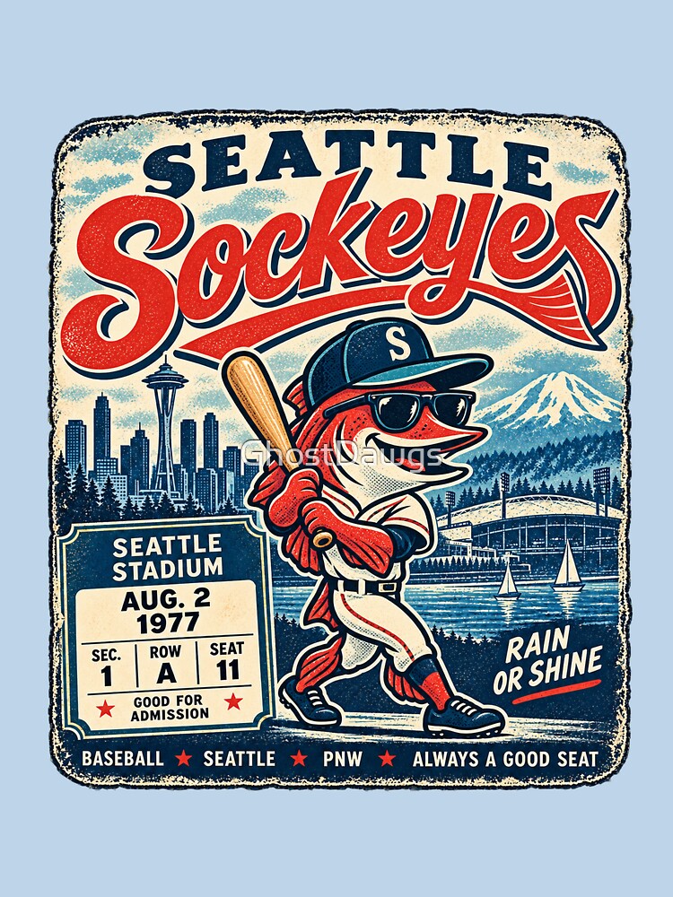 Seattle Sockeyes Vintage Baseball Shirt, Retro Seattle Baseball Tee, Pacific Northwest Sports Mascot Graphic by GhostDawgs