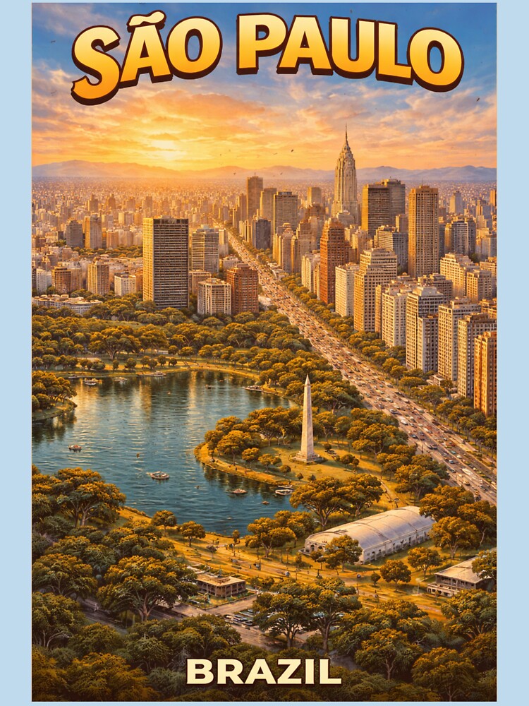 São Paulo Aerial View – Vintage Travel Poster by ElartedeNoel