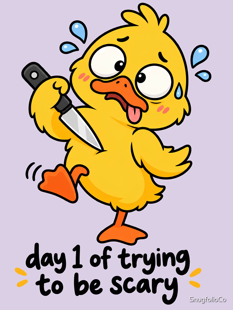 Duck With Knife Funny Bumbling Assassin Tee by SnugfolioCo