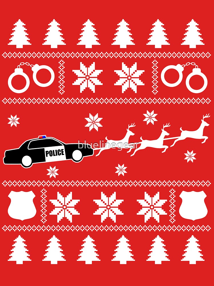 Police Ugly Christmas Sweater T-Shirt by bluelinegear