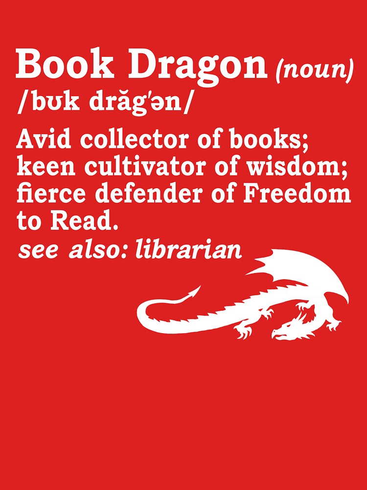 Book Dragon Definition in White by LibraryFriends