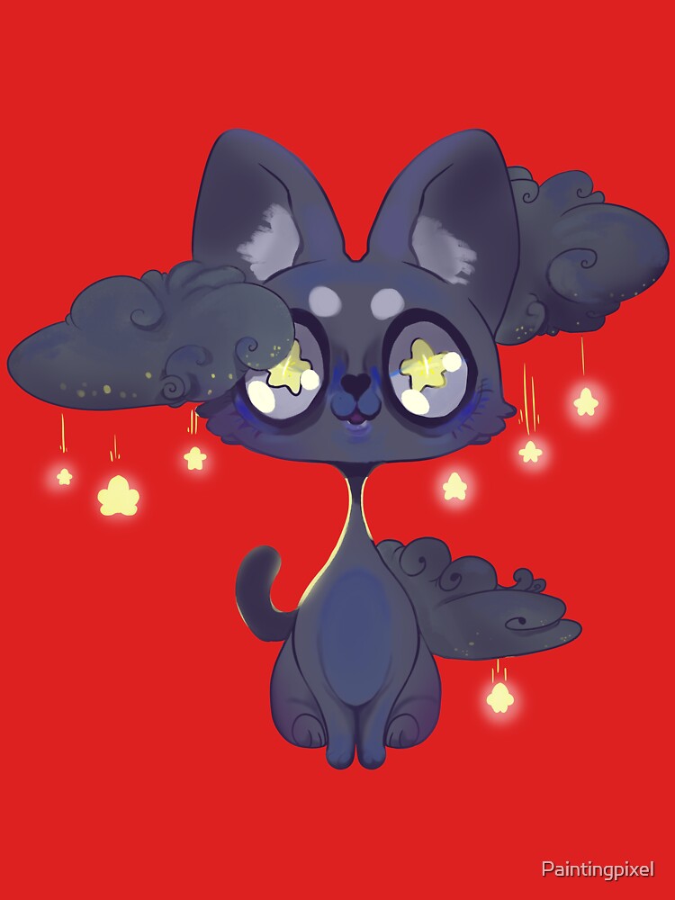 Space Kawaii Black cat by Paintingpixel