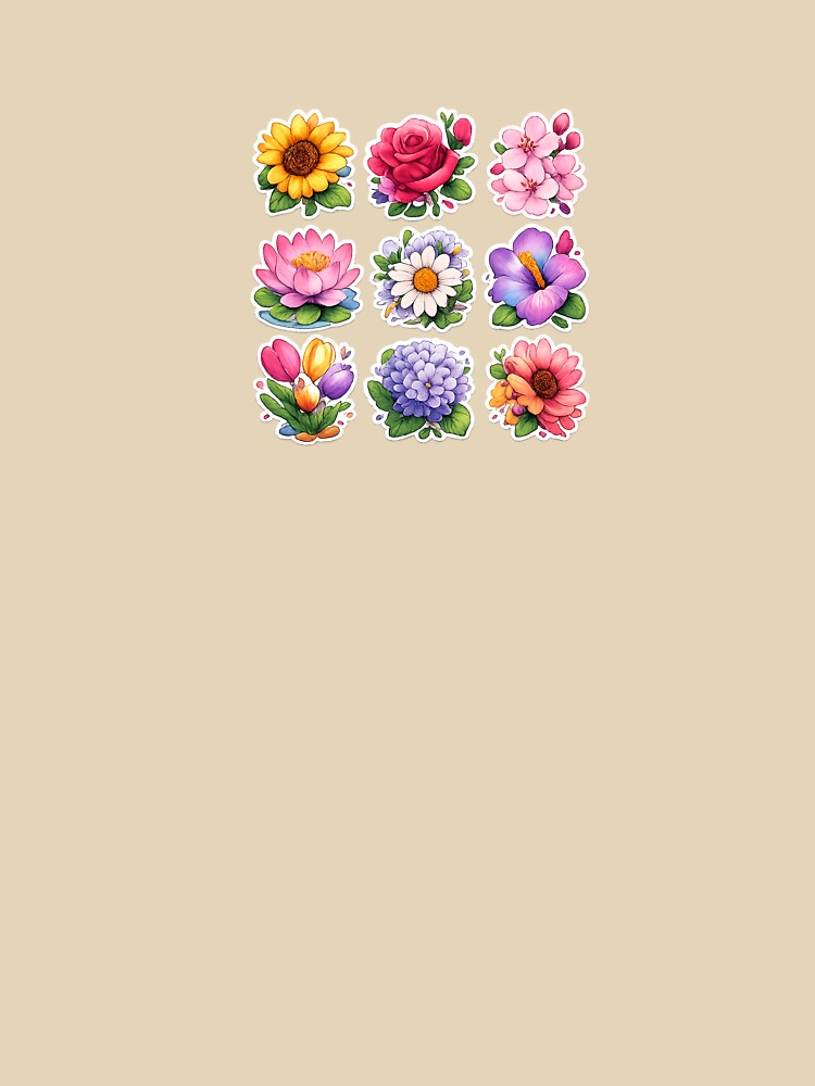 Cute Aesthetic Watercolor Flower Sticker Set by Qingtian814