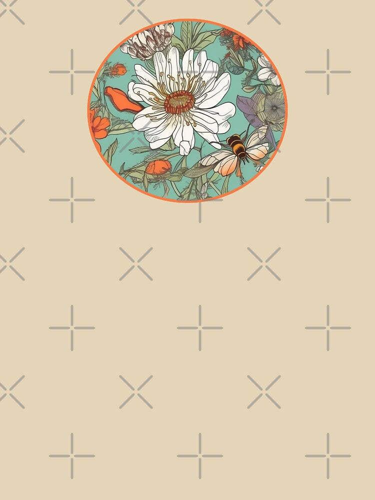 Happy Spring Summer Flower garden with Bees and Pretty Wildflowers by EmilyFNM3D