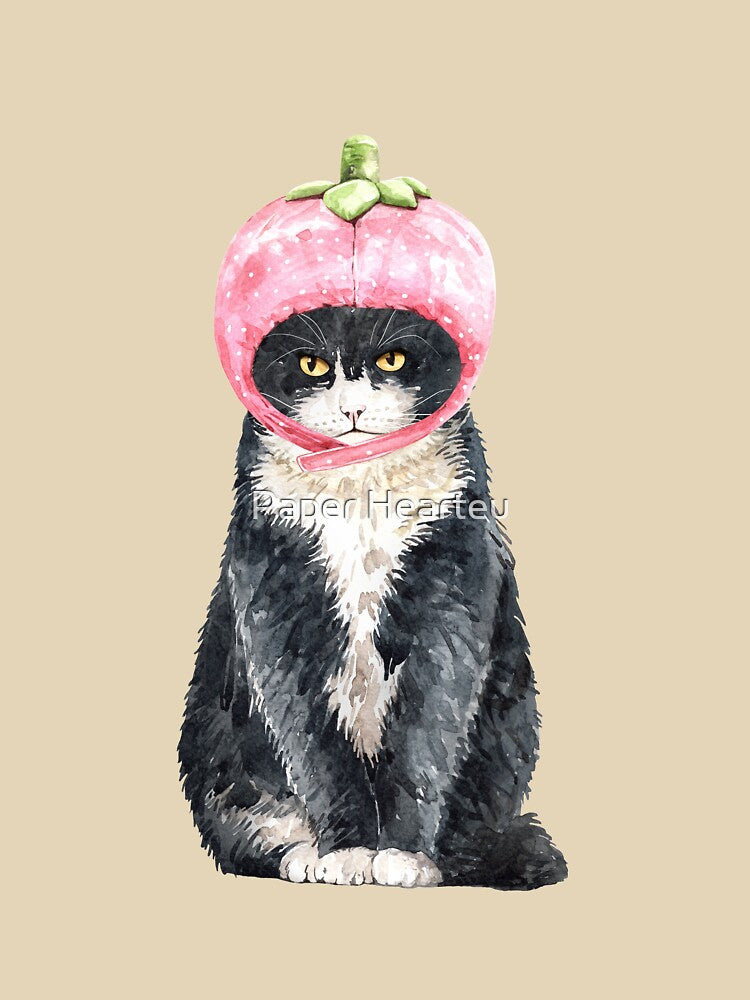 Cute Cat with Strawberry Costume by Paper Hearteu