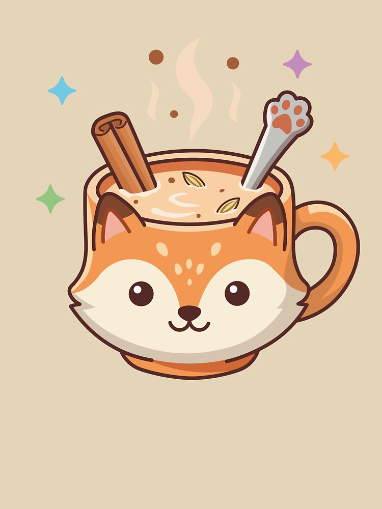 kawaii food fox tea by Mochii-studio