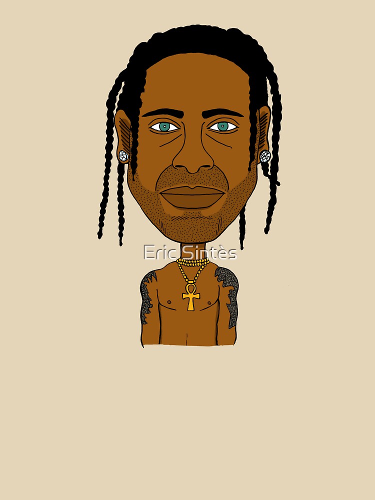 Cool Cartoon Black Guy with Dreads, Green Eyes and Gold Ankh Chain. by Eric Sintès