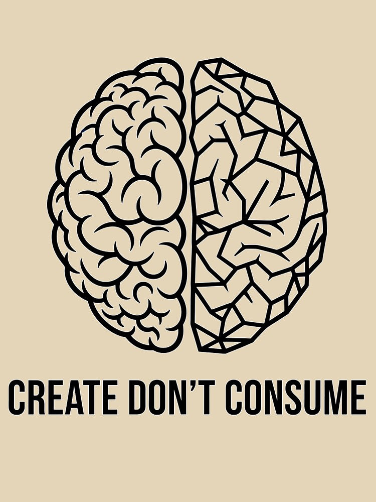 Create, Don’t Consume – Minimal Creative Brain Design by Nyrlexi Design